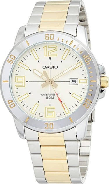 Наручные водонепроницаемые часы Casio MTP-VD01SG-9BVDF Золотистые с серебристым - изображение 4