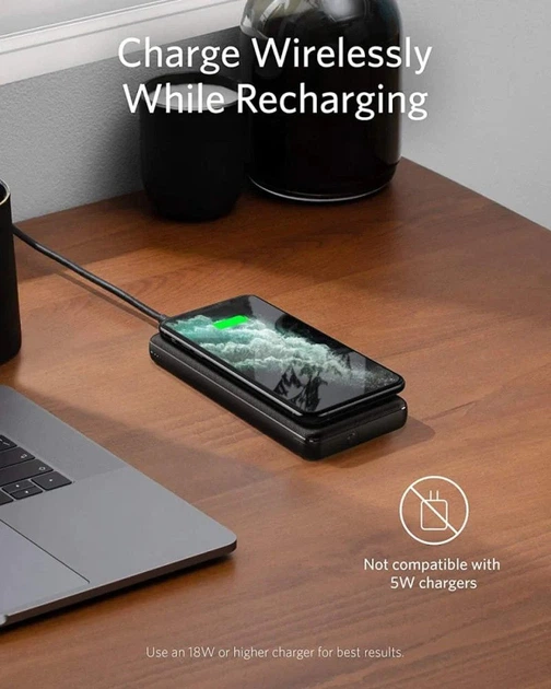 Універсальна мобільна батарея Anker PowerCore III Sense 10000 mAh 18W PD Wireless (Black) - зображення 4