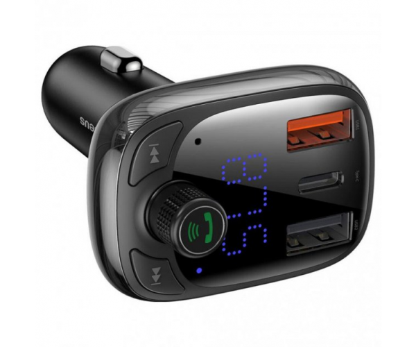 Автомобільний зарядний пристрій Baseus S-13 з FM-модулятором Bluetooth MP3 microSD IOS Android - изображение 2