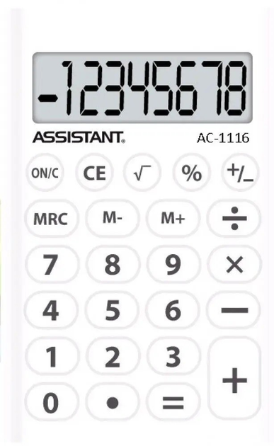Калькулятор ASSISTANT AC-1116 white 8 разрядов – фото, отзывы ...