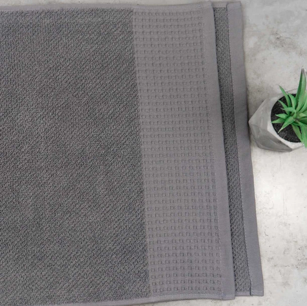 Полотенце для лица и рук Вафельний Бордюр GM Textile 50х90см 500г/м2 (Серый) - изображение 4