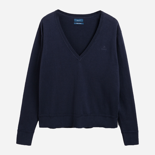 Пуловер жіночий GANT Light Cotton V Neck 4801516 L Синій (7325705657568) - зображення 3