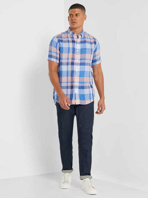 Сорочка GANT Linen Madras Reg 3013621 2XL Hamptons Blue (7325705716456) - зображення 3
