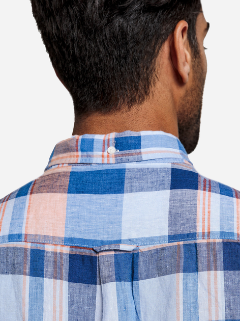 Koszula GANT Linen Madras Reg 3013621 M niebieska (7325705716432) - obraz 4