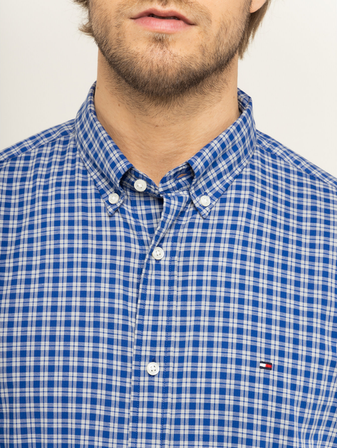 Koszulka Tommy Hilfiger Basic Check Shirt MW0MW12159 S Niebieska (8719859479531) - obraz 4