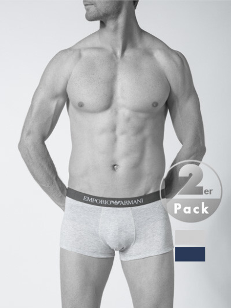 Bokserki Emporio Armani CC722-111613 M 2 szt Niebieskie/Szare (8051495537832) - obraz 5
