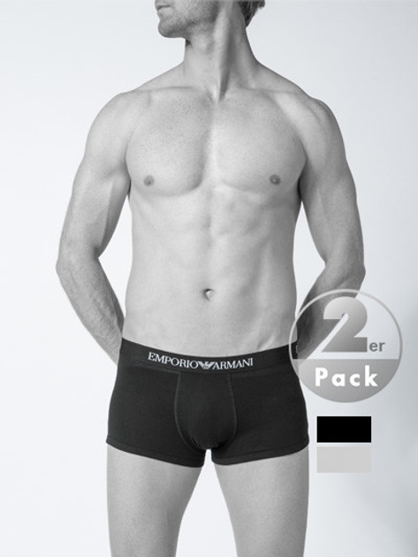 Труси-шорти Emporio Armani CC722-111613 M 2 шт. Чорний/Сірий (8053320294545) - зображення 4