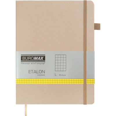 Книга записна Buromax Etalon 190x250 мм 96 аркушів в клітинку обкладинка зі штучної шкіри Золота (BM.292160-23) - Фото 1 Книга записна Buromax Etalon 190x250 мм 96 аркушів в клітинку обкладинка зі штучної шкіри Золота (BM.292160-23) - зображення 1