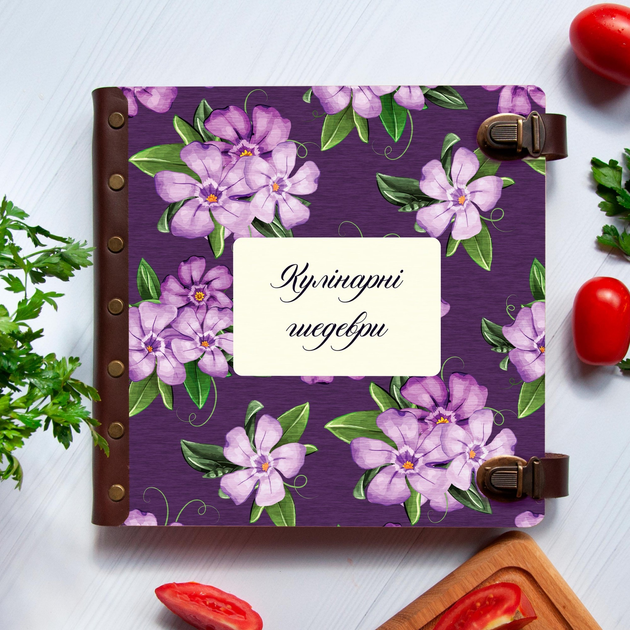 Книга рецептов деревянная Кулинарная книга в подарок