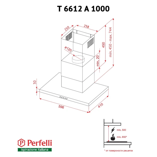 Декоративна витяжка Т-подібна Perfelli T 6612 A 1000 IV LED - зображення 12
