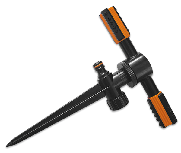 Зрошувач 2 ріжковий DUO, обертовий на кілку, BLACK LINE, ECO-TS1010 - Фото 1 Зрошувач 2 ріжковий DUO, обертовий на кілку, BLACK LINE, ECO-TS1010 - изображение 1