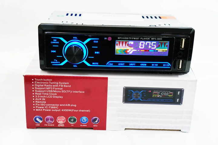 Автомагнитола 1DIN с сенсорным дисплеем Sound Box-3885MP3 Bluetooth, с пультом ДУ, 2хUSB, 200Вт - изображение 8