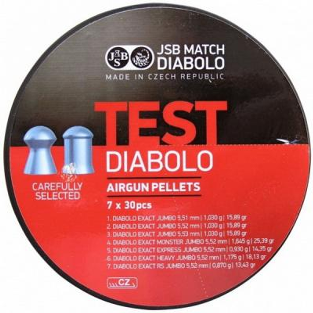 Пульки JSB Diabolo Test Exact Jumbo 5.5мм, 1.03г (210шт) (002004-210) - изображение 1