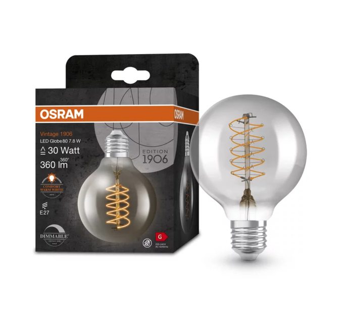 Лампа светодиодная винтажная 7.8W 220V 360lm 1800К E27 DIM 80x120mm ...