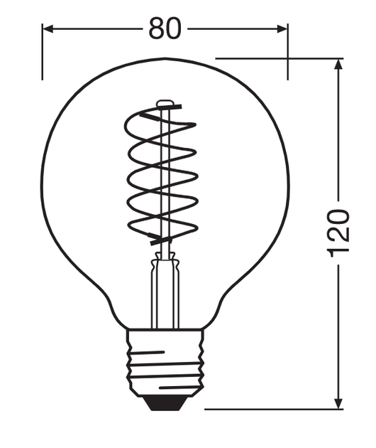 Лампа світлодіодна вінтажна 7.8W 220V 360lm 1800К E27 DIM 80x120mm філаментна [4058075761179] vintage OSRAM - зображення 3