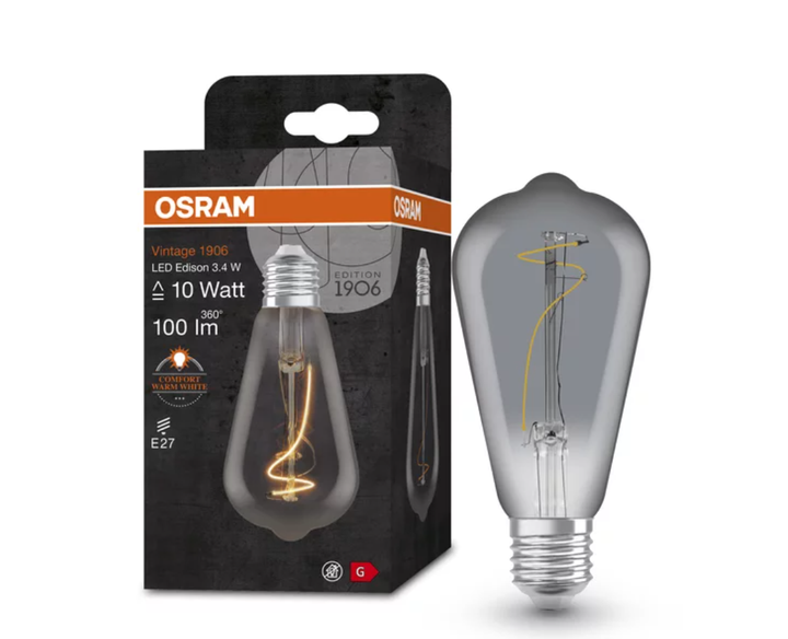 Лампа світлодіодна вінтажна 3.4W 220V 100lm 1800К E27 64x140mm філаментна [4058075760936] OSRAM vintage - зображення 2