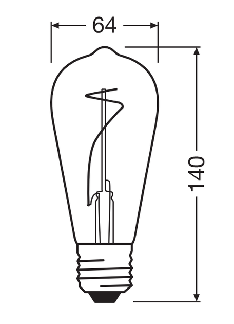 Лампа світлодіодна вінтажна 3.4W 220V 100lm 1800К E27 64x140mm філаментна [4058075760936] OSRAM vintage - зображення 3