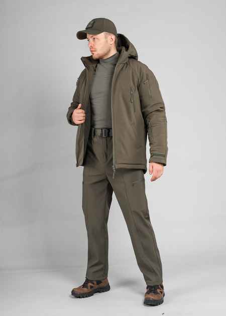 Куртка тактическая FCTdesign зимняя Патрол Софтшелл 60-62 хаки - изображение 2