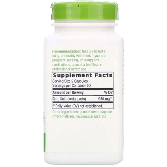 Комплекс для профилактики давления и кровообращения Nature's Way Gotu Kola Herb 475 mg 180 Veg Caps NWY-14008 - изображение 2