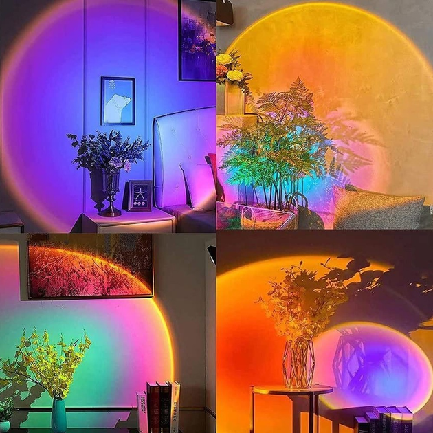 Проекційний світильник USB Sunset Lamp із пультом 16 кольорів ...