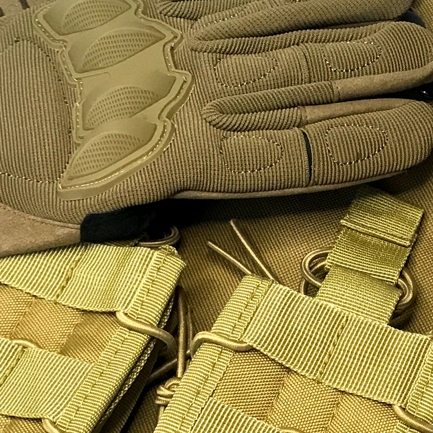 Комплект подсумков для магазинов AK/AR и перчатки тактические полнопалые c защитой UADefence - изображение 2