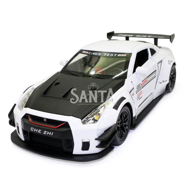 Игрушечная машинка металлическая Nissan GT-R «АвтоЕксперт» Ниссан ГТ-Р белый звук свет 20*6*9 см (GT-2247) - изображение 2