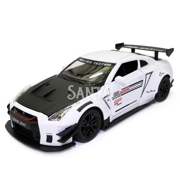 Игрушечная машинка металлическая Nissan GT-R «АвтоЕксперт» Ниссан ГТ-Р белый звук свет 20*6*9 см (GT-2247) - изображение 5