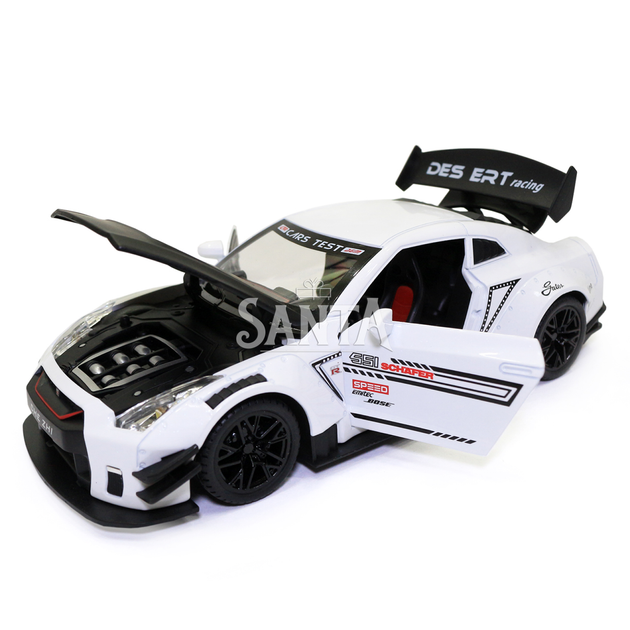 Игрушечная машинка металлическая Nissan GT-R «АвтоЕксперт» Ниссан ГТ-Р белый звук свет 20*6*9 см (GT-2247) - изображение 6