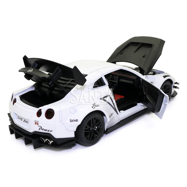 Игрушечная машинка металлическая Nissan GT-R «АвтоЕксперт» Ниссан ГТ-Р белый звук свет 20*6*9 см (GT-2247) - изображение 8