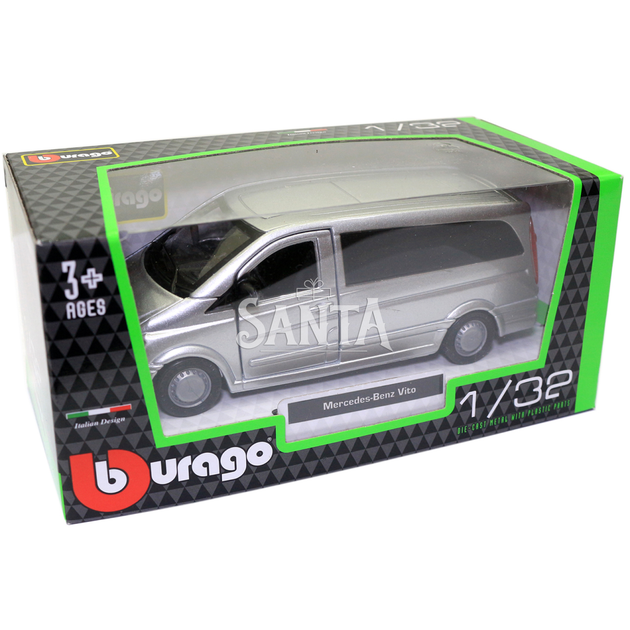Машинка металлическая Mercedes-Benz Vito «Bburago» Мерседес Вито серый 13*5*5 см (18-43028) - зображення 7