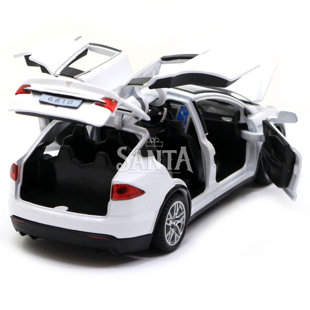 Машинка игровая автопром Tesla металл, 16, белый, свет, звук, двери открываются (6603) - изображение 6