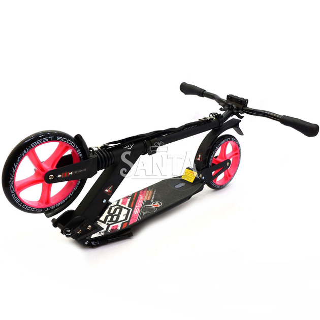Самокат двухколесный BEST SCOOTER розовый, 2 амортизатора, колеса PU - 200 мм (62825) - изображение 4