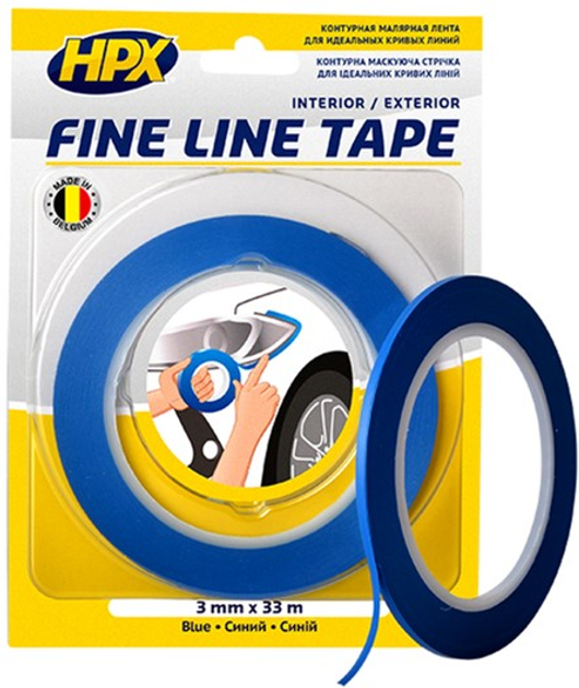 Малярная лента HPX Fine Line для криволинейных контуров 3 мм x 33 м (FL0333) - изображение 1