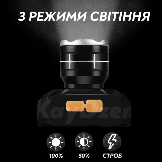 Налобний ліхтар Police SQ-701 акумуляторний LED ліхтарик - зображення 7