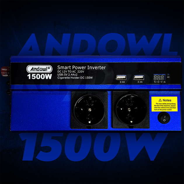 Преобразователь напряжения Andowl QY-7012 1500 Ватт инвертор 1500W с ...