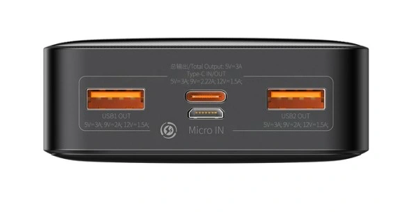 Внешний аккумулятор повербанк Baseus Bipow Digital Display Powerbank 20W Overseas Edition 20000mAh Black (PPBD050501/PPDML-M01) - изображение 3