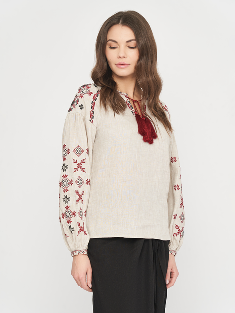 Вышиванка женская с узором NARODNYY BUTIK 1018.1 46 Бежевая (NB2000000236476) - изображение 1
