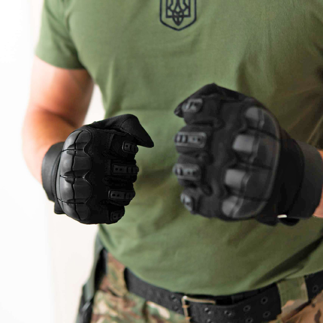 Тактические перчатки беспалые с накладкой черные 2107b XL - изображение 2