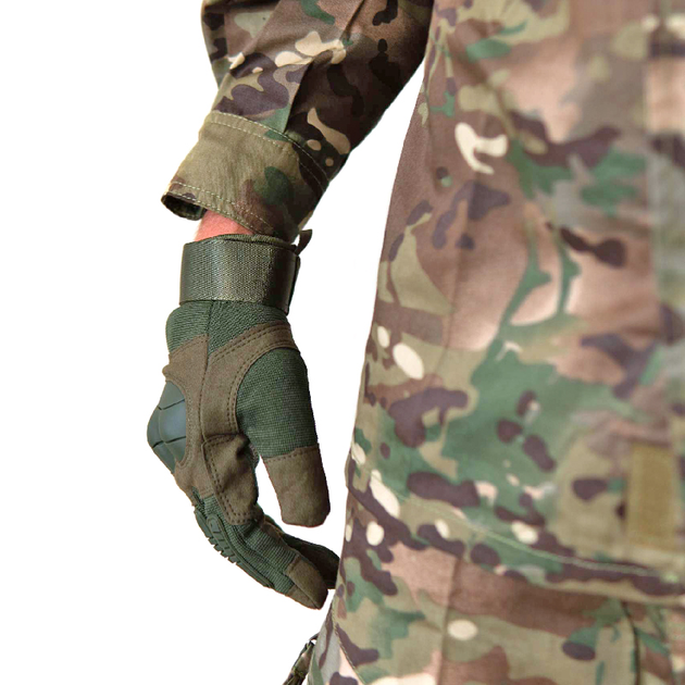 Тактичні сенсорні рукавички з кастетом хакі 2116h M - зображення 2