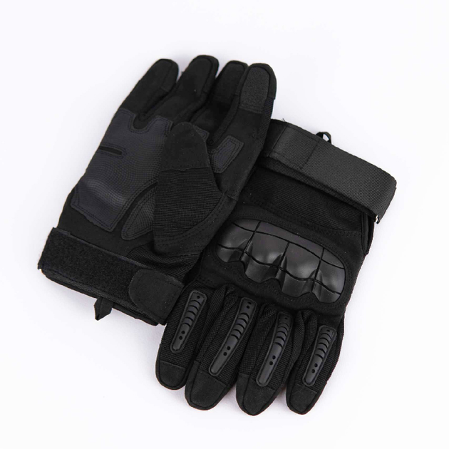 Тактические перчатки сенсорные с кастетом черные 2116b XL - изображение 1