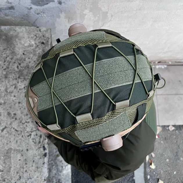 Тактический кавер на шлем FAST, маскирующий кавер на каску Фаст, чехол для маскировки ВСУ олива - изображение 1