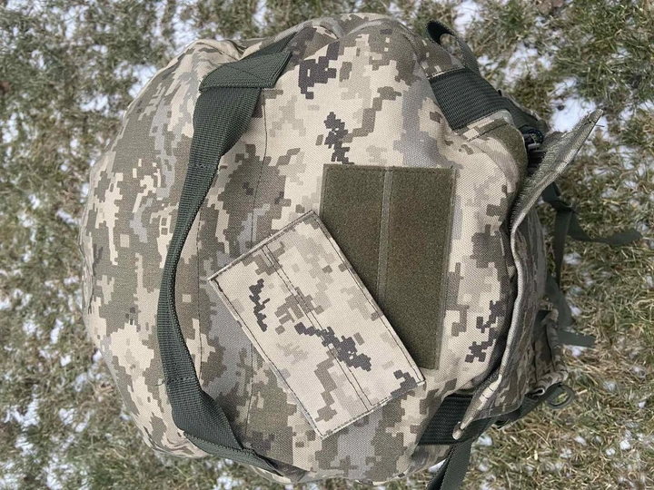 Баул 120 літрів армійський військовий ЗСУ тактичний сумка похідний рюкзак з місцем під каремат піксель 964645424796 - зображення 2