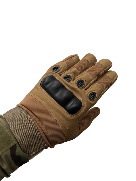 Тактичні рукавиці з пальцями та накладками Койот XL - зображення 1