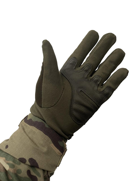 Тактические перчатки с пальцами и накладками Олива XL - изображение 2