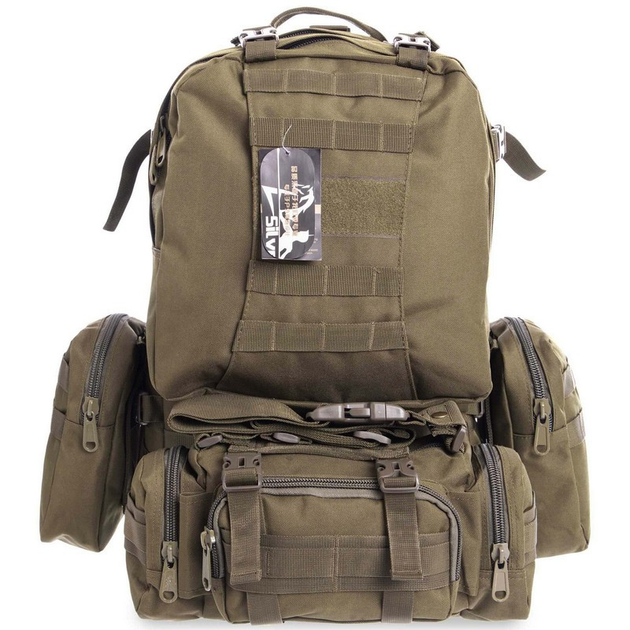 Рюкзак тактический рейдовый SILVER KNIGHT TY-213 55л оливковый - изображение 2