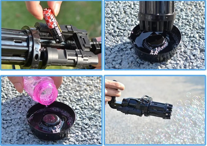 Пістолет іграшковий кулемет для мильних бульбашок Bona Bubble gun Gatling чорний - зображення 7