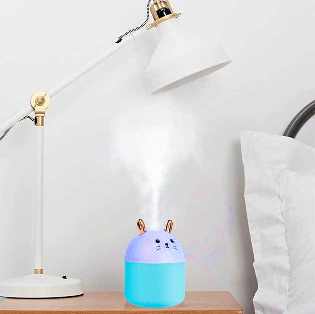 Увлажнитель воздуха с функцией детского ночника и аромадиффузора Aroma Humidifier Cat c подсветкой LED 3в1 на 250 мл Котик Голубой - изображение 2