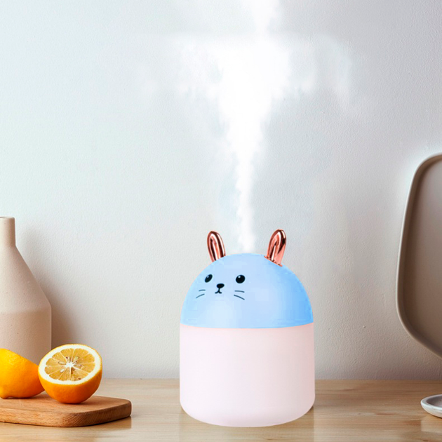 Увлажнитель воздуха с функцией детского ночника и аромадиффузора Aroma Humidifier Cat c подсветкой LED 3в1 на 250 мл Котик Голубой - изображение 6