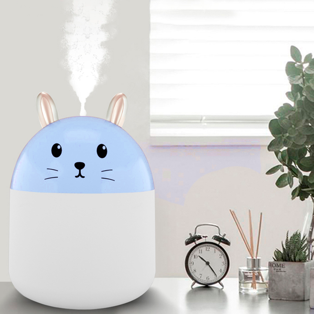 Увлажнитель воздуха с функцией детского ночника и аромадиффузора Aroma Humidifier Cat c подсветкой LED 3в1 на 250 мл Котик Голубой - изображение 8