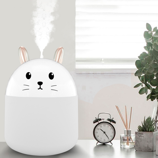 Увлажнитель воздуха с функцией детского ночника и аромадиффузора Aroma Humidifier Cat c подсветкой LED 3в1 на 250 мл Котик Белый - изображение 4